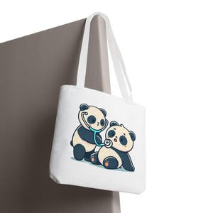 Bonita bolsa de panda para amantes de los animales, bolsa de compras ecológica, regalo para niños, bolsa de salud, ideal para médicos, ideal para visitas al zoológico, bolsa para animales.