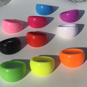 Chunky Lucite Dome Ring: Retro Acrylic Pop Color Statement (Size 7-8-9)