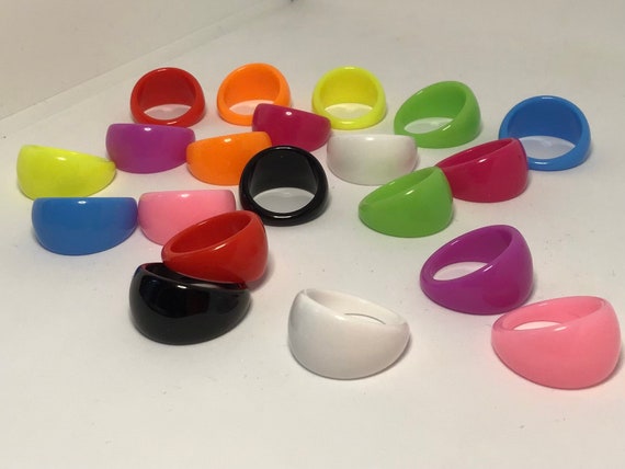 Chunky Resin Ring Lucite Plastic Acrylic Rings FREE SHIPPING Dome