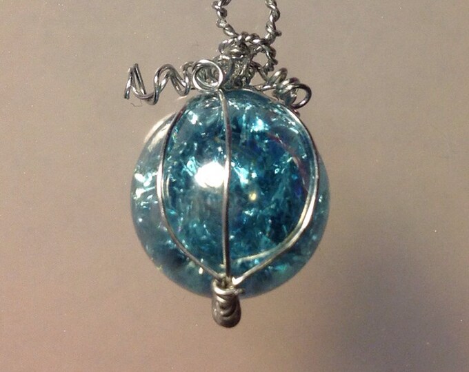 Handmade Crackled Marble Wire Wrapped Pendant Necklace Etsy