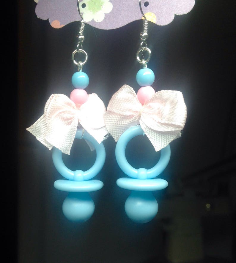 Pacifier Earrings/Pastel Jewelry/Pacifiher/Bow/Pastel Etsy