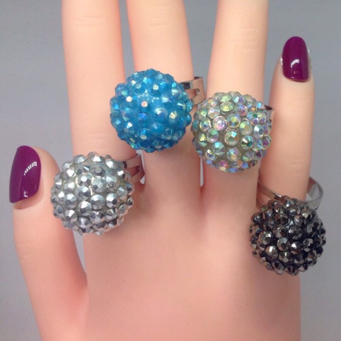 Shamballa Ring Disco Ball Ring Rhinestone Shamballa Ring Etsy