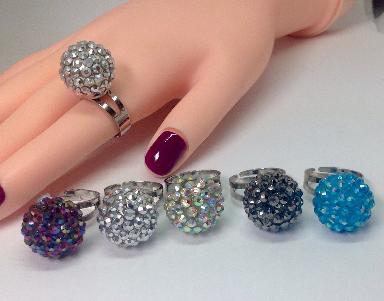 Shamballa Ring Disco Ball Ring Rhinestone Shamballa Ring Etsy