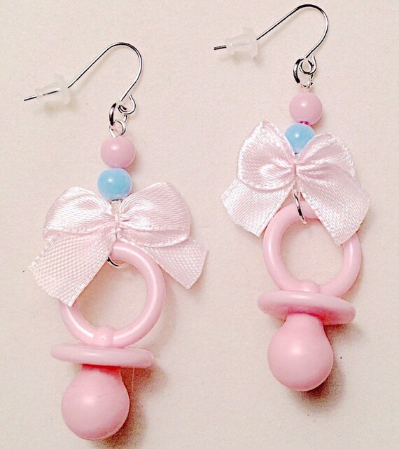 Pacifier Earrings/Pastel Jewelry/Pacifiher/Bow/Pastel Etsy