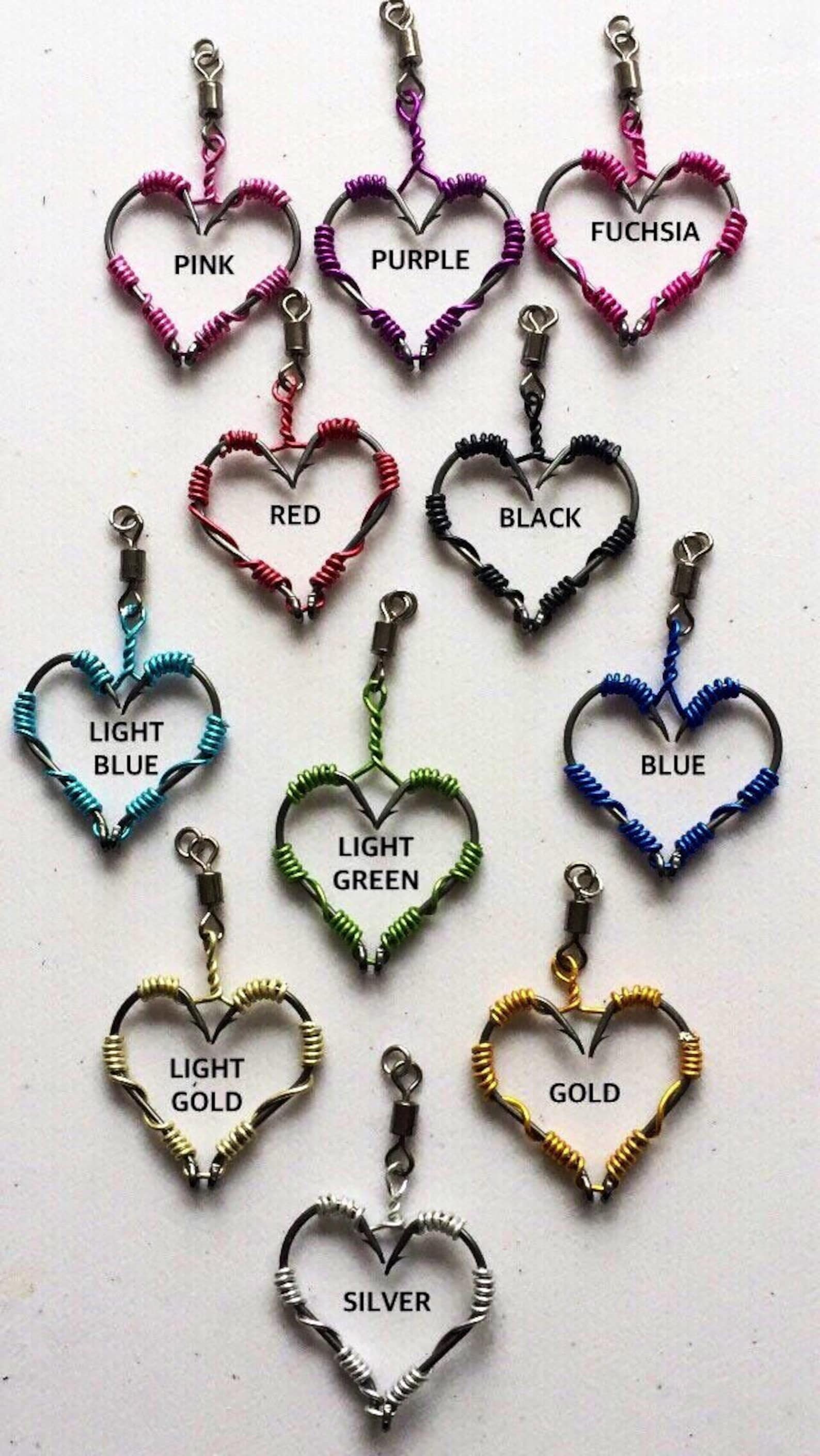 Real Fish Hook Heart Pendant Necklace FREE SHIPPING Wire Etsy