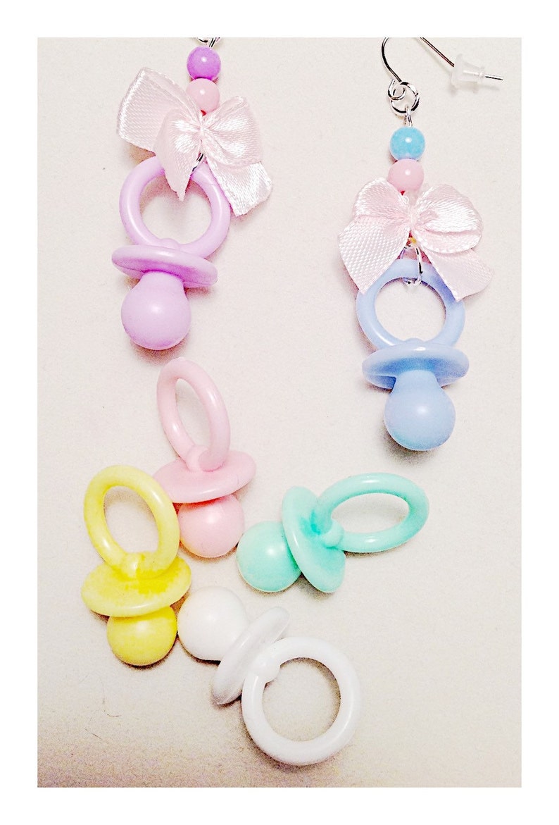 Pacifier Earrings/Pastel Jewelry/Pacifiher/Bow/Pastel Etsy