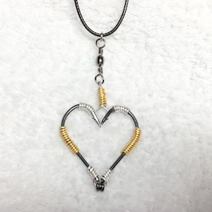Handmade Fish Hook Heart Necklace: Wire Wrapped Pendant
