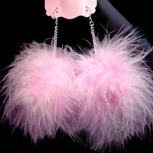 Marabou Feather Pom Pom Earrings: Fluffy Loop Statement Jewelry