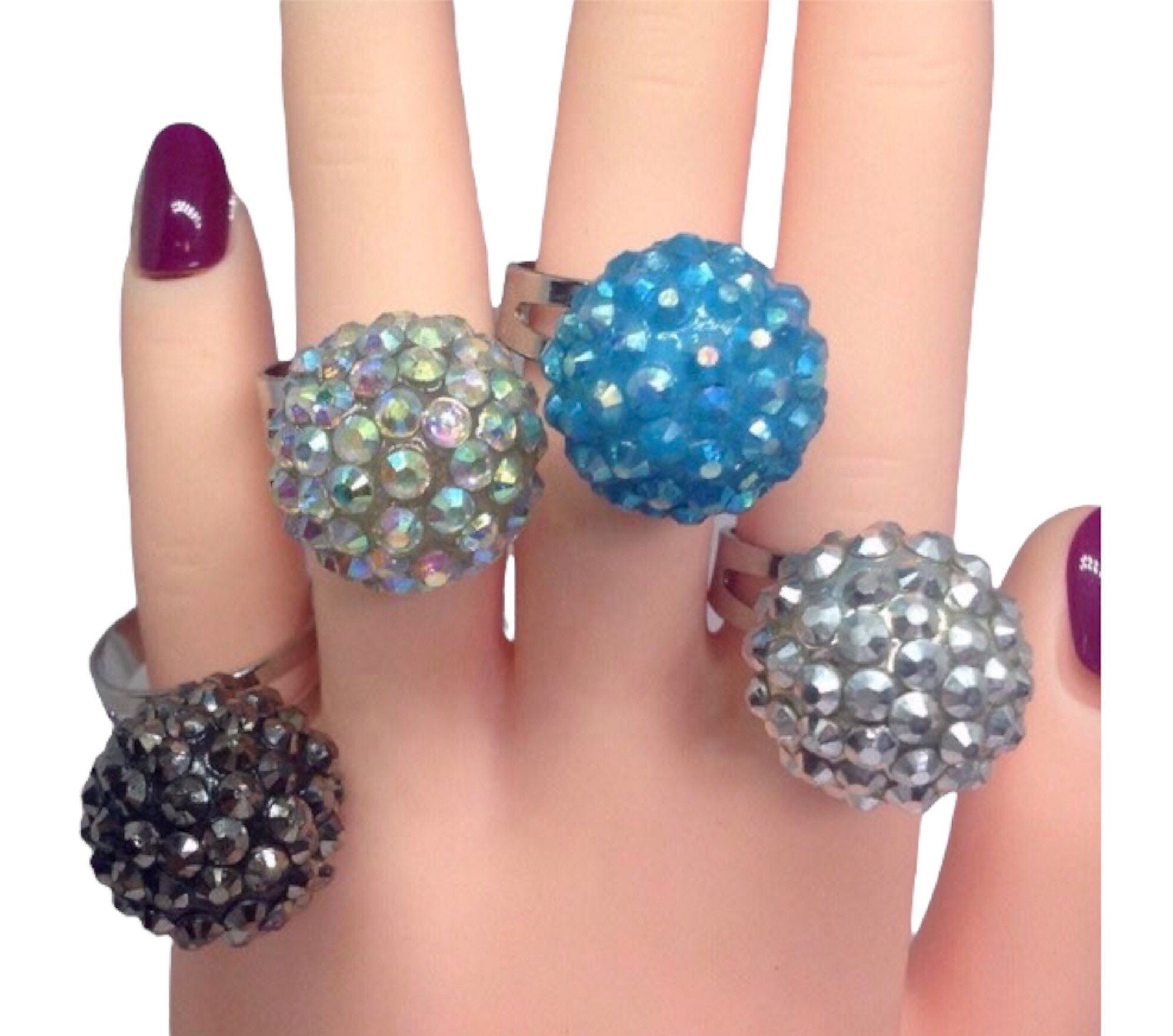 Shamballa Ring Disco Ball Ring Rhinestone Shamballa Ring Etsy