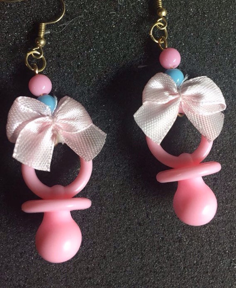 Pacifier Earrings/Pastel Jewelry/Pacifiher/Bow/Pastel Etsy
