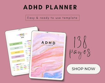 ADHD Planner | 138-Page Digital Planner | Printable ADHD Journal | Hyperlinked ADHD Organizer | Productivity & Focus Tracker