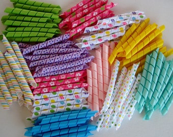 100 pieces heat sealed korker ribbon/print & solid colors/ SPRINGS/EASTER