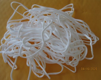 1/8" Spandex elastic skinny cord~sold by yard~color white