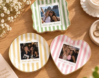 Custom Best Friend Photo Ring Dish, Personalized Bestie Jewelry Tray, Friendship Gift for Her, Sister Gift, Bridesmaid Proposal Gift