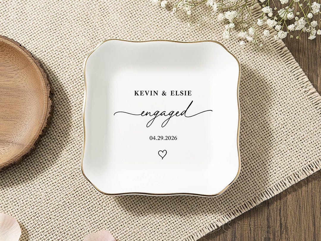 Personalized Ceramic Ring Dish, Custom Engagement Ring Holder, Wedding ...