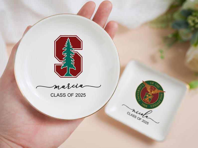 Personalized University Logo Trinket Ring Dish, Custom Graduation Gift ...
