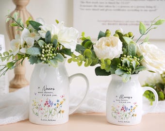Personalized Grandma's Garden Vase, Custom Flowers Vase, Mother's Day Gift, Gift for Mom Nana Granny Mommy, Gift for Her, Family Name Flower