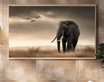 Elephant Wall Art Safari African Elephant Photography Print Neutral Tones Elephant Poster Wild Animal Wall Decor Wildlife Art Bedroom