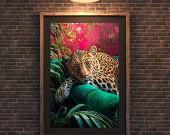 Luxurious Wildlife Poster Leopard Wall Art Living Room Leopard Art Wild Animal Home Decor Safari Theme Wall Art Elegant Animal Print