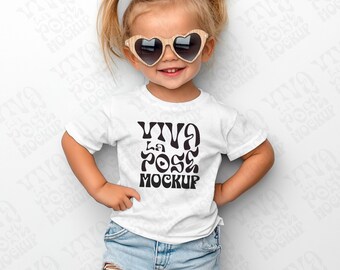 Kids Gildan 5000B White T-shirt Mockup Youth Boy Shirt Kid Model Mock ...