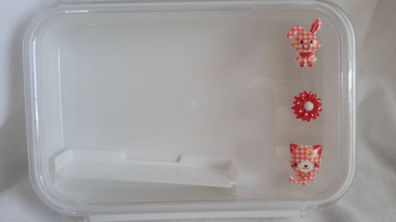 kawaii BeNTO box lunch storage large Japanese lunch box white RED GINGHAM ANIMALS so very cute portion control obento sushi storage