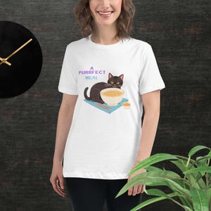 Camiseta de gato ramen: adorable camiseta con gráfico de gato kawaii, divertida caricatura de gato comiendo ramen, camiseta informal de calle