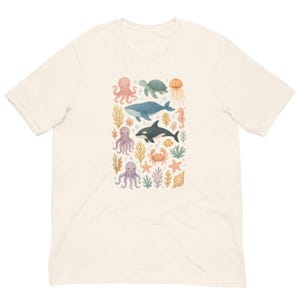 Camiseta Comfort Colors® Ocean Life, camiseta con estampado de animales marinos, camiseta con ballena, delfín y orca, regalo de biología marina, camiseta Sealife Nature