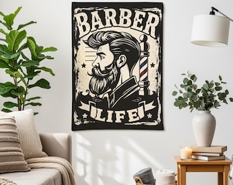 Barber Life gewebter Wandteppich, Barber Pole Art