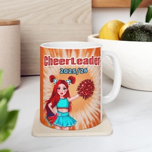 Cheerleader Ceramic Mug | Bright Tie-Dye Cup | Perfect Gift for Cheerleading Fans | 11oz & 15oz Sizes, Cheer Gifts, Team Spirit