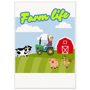 Arte mural con animales divertidos de la vida en la granja