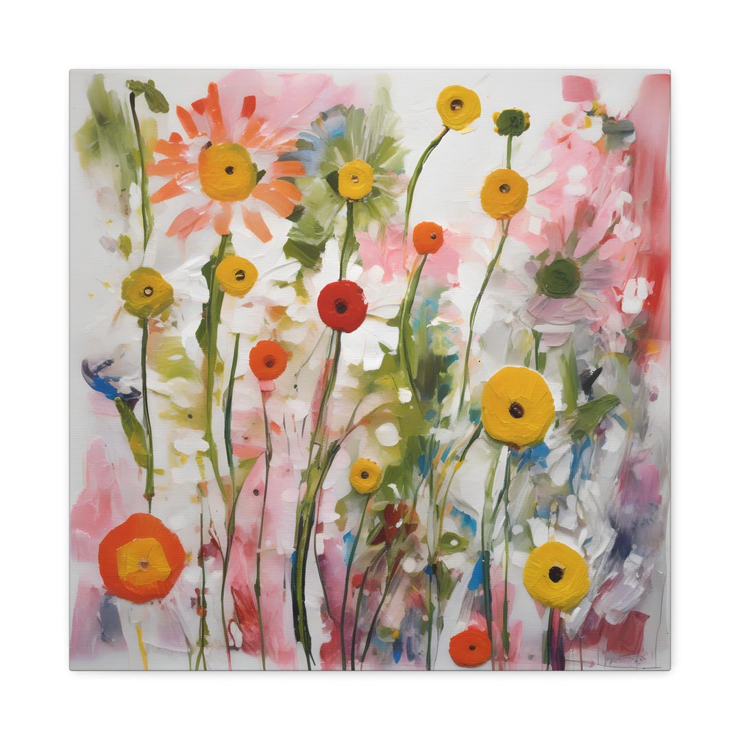 Colorful Floral Canvas Wall Art, Wildflowers on Canvas, Pretty Flower ...