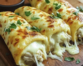 La MEJOR RECETA: Wraps de pollo con queso y ajo imprimibles / Cena fácil en olla de cocción lenta / Comida de descarga instantánea / Preparación de comidas con pollo