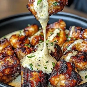 The BEST RECIPE Grilled Chicken Bites Creamy Garlic Sauce Printable | Easy Slow Cooker Dinner | Instant Download Meal | Chicken Meal Prep