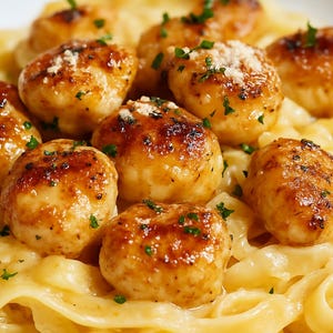BEST RECIPE Garlic Butter Chicken Bites with Creamy Parmesan Pasta – Easy Dinner Idea, Printable Digital Download, Comfort Food Recipe PDF