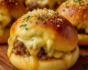 BEST RECIPE Cheeseburger Garlic Bombs – Cheesy Beef Biscuit Bites, Easy Party Appetizer, Family Dinner, Printable Digital Recipe