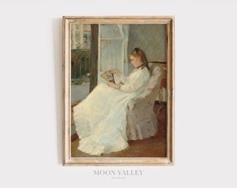Woman Reading Printable Wall Art | Vintage Pastel Painting, Literary Decor (Digital Download)