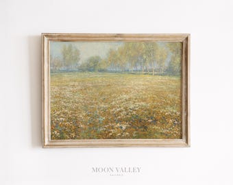 Wildflower Landscape Print | Soft Meadow Wall Art (Digital Download)