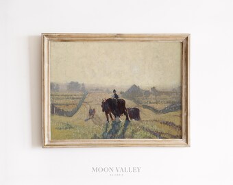 Country Morning Wall Art | Farm Landscape Painting (Digital Download)