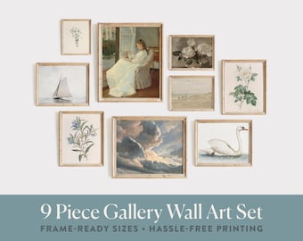 French Cottage Gallery Set | Neutral Nature & Floral Print Bundle (Digital Download)