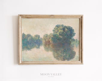Muted River Landscape Print | Monet Impressionist Wall Art (Digital Download)