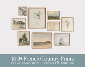 French Country Cottage Wall Art Bundle | 160+ Neutral Landscape Print Set (Digital Download)