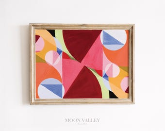 Colorful Mid-Century Wall Art | Geometric Abstract Print (Digital Download)