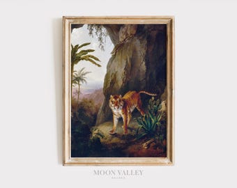 Vintage Tiger Jungle Wall Art | Exotic Wildlife Print (Digital Download)