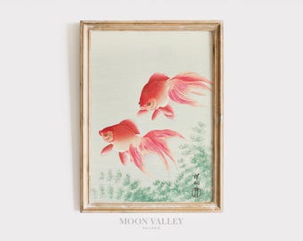 Japanese Goldfish Art Print | Zen Japandi Wall Decor (Digital Download)