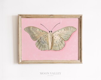 Vintage Butterfly Print | Pink Nature Wall Art (Digital Download)