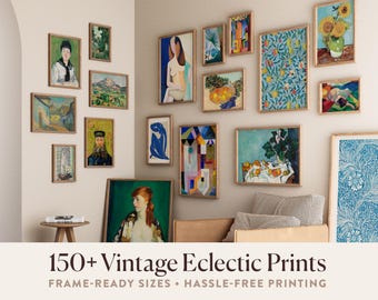 150+ Vintage Gallery Wall Art Set | Eclectic Prints (Digital Download)