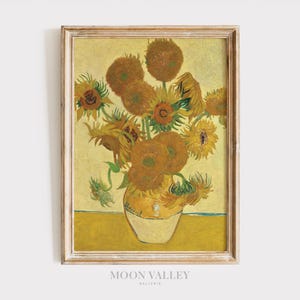 Impresión de girasoles de Van Gogh / Arte floral vintage para pared, famosa pintura de flores imprimible, póster de jarrón de girasoles de Van Gogh, descarga de arte digital