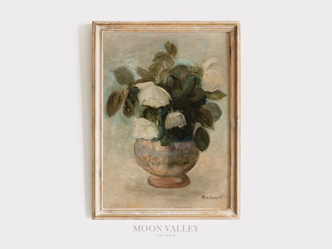 Vintage Rose Still Life Painting | Romantic Floral Art (digital ...