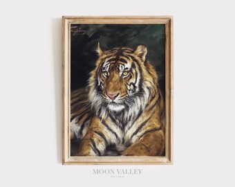 Moody Tiger Print | Dark Jungle Cat Wall Art (Digital Download)