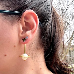 Medium Saturn Earring Jackets – Lightweight Statement Wire Wrapped Planet Earrings with Free Mystery Studs
